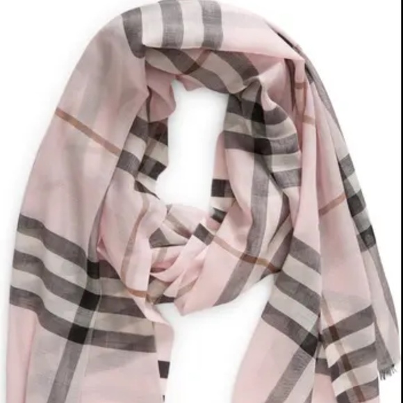 BURBERRY Giant Check Pink Wool & Silk Scarf / BRAND NEW - Picture 1 of 12